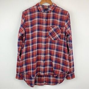 Marmot size Large Women’s Red Blue Plaid Button Up Long Sleeve Flannel Shirt